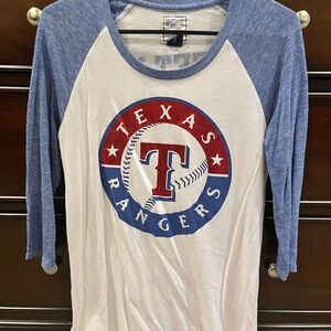 PINK Victoria's Secret Blue and White Texas Rangers Long Sleeve Tee